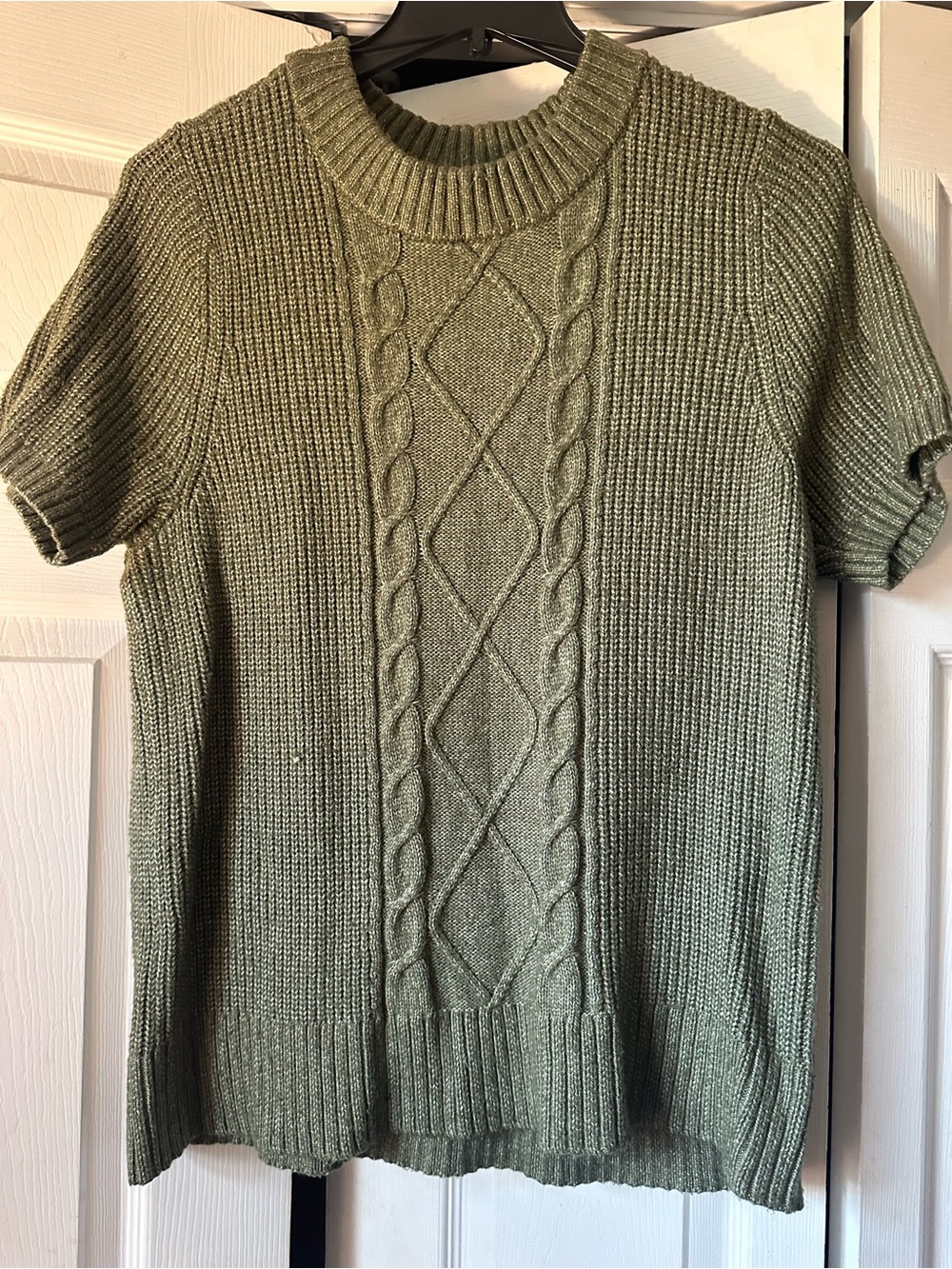 torrid Sage Green Short Sleeve Cable Knit Sweater